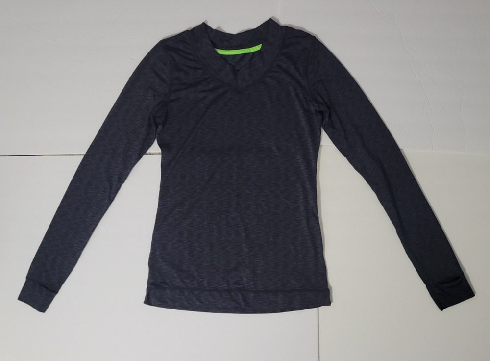 Cuddl Duds Active Layer Womens S Gray V Neck Long Sleeve Stretch Base Layer Top
